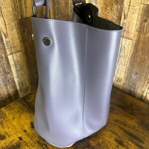 Purple Leather Bucket Bag